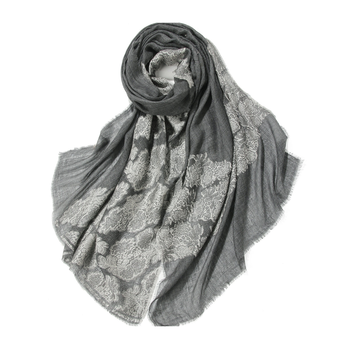 Jacquard Floral Cashmere Blend Shawl