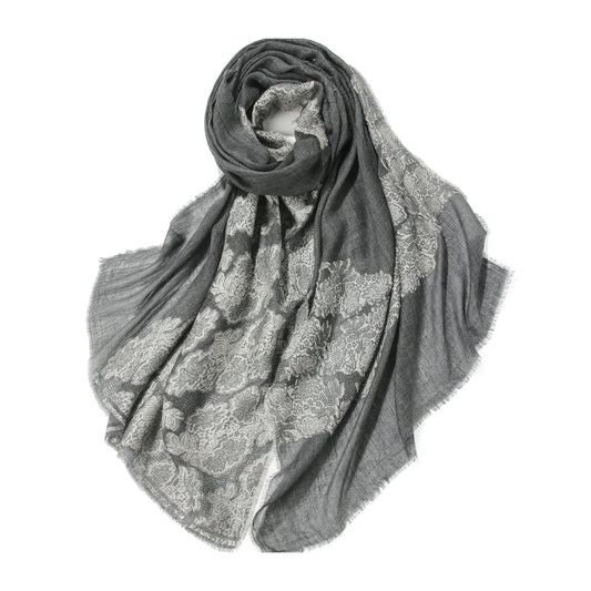Jacquard Floral Cashmere Blend Shawl