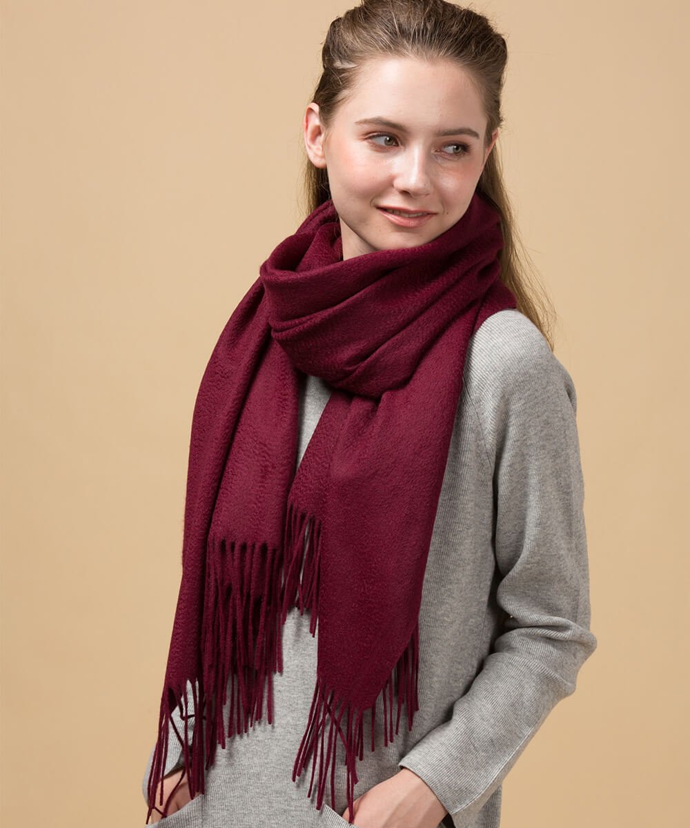 Wine Red Cashmere Scarf Womens - 100-Cashmere Shop