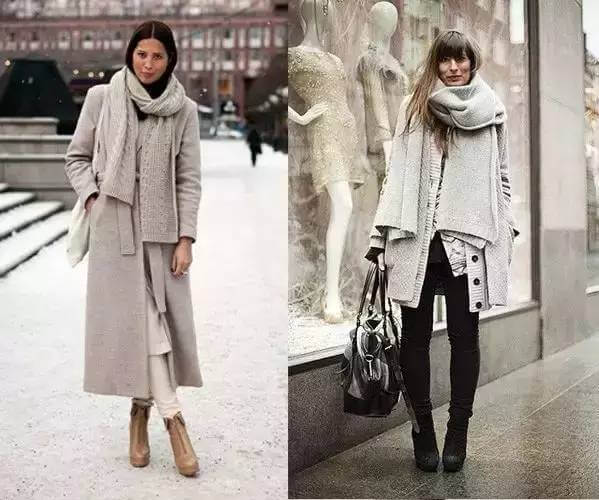 Cashmere scarf with cashmere coat